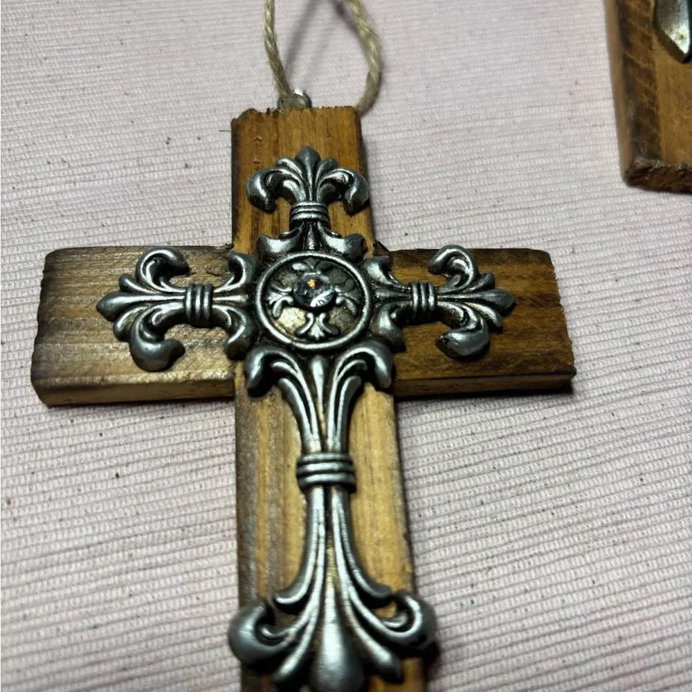 2 Elegant Wooden Crosses Home Wall Decor EPC See photos for size references!